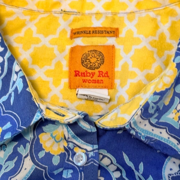 Ruby Rd. Blue and Turquoise Paisley Button-Down Shirt - Picture 11 of 12